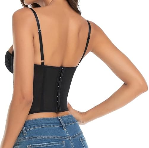 Raxnode Lace Bustier Corset Tops for Women - Sexy Going Out Party Club Top with Buckle thumbnail 2