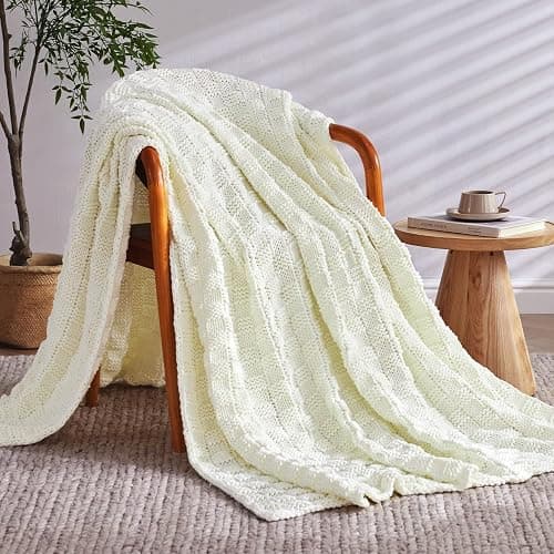 Wellfeel Knitted Weighted Blanket for Adult, No Beads Heavy Blanket 48” x 72'' 12lbs, Breathable Chunky Knit Blanket, Cooling Weighted Blanket for Hot Sleepers, Christmas Home Decor (Ivory White) thumbnail 2