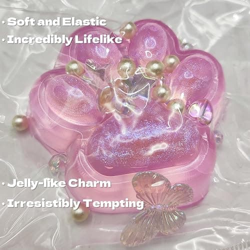 2.76 Inch Squeeze Toys Handmade Cat Paw Squishy, Glitter Pink Squeeze Paw, Cute Soft Squishy Toy for Stress Relief, Fidget Squishies Suitable for Adults (Pink) - Pink thumbnail 3
