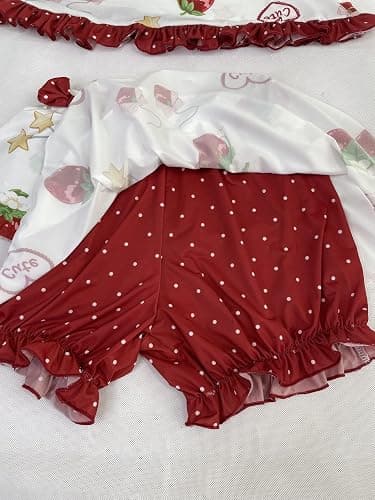Jilneed Women's Cute Pajama Set Teens Lolita Kawaii Strawberry Print Cami Crop Top and Pj Shorts 2 Piece Sleepwear Pjs thumbnail 6