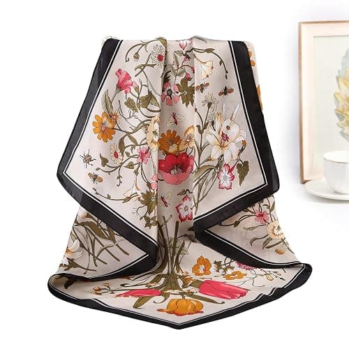 CHLINS 27.5 Inches Silk Feeling Square Head Scarf - 4 Pcs Satin Square Head Scarves for Women Hair Bandanas Head Kerchief thumbnail 4