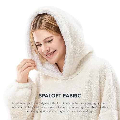 Berkshire Blanket Oversized Wearable Blanket Hoodie – SpaLoft Plush with Hood, Sleeves & Pocket thumbnail 5