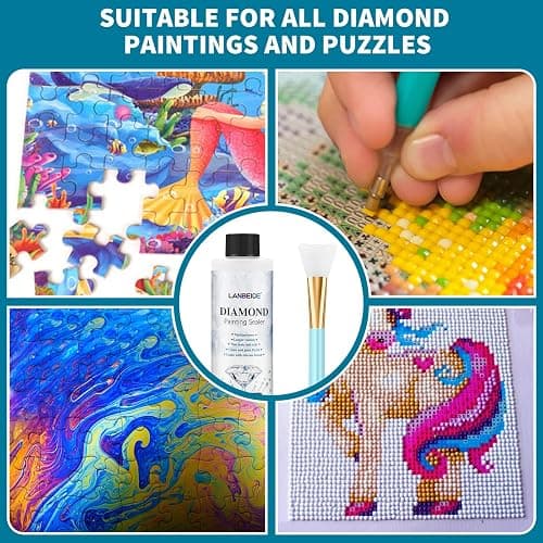 LANBEIDE 200ML Diamond Painting Sealer with Silicone Brush, Updated 5D Diamond Painting Glue Sealer Permanent Hold & Shine Effect Conserver for Diamond Painting and Jigsaw Puzzles (7 OZ) thumbnail 6