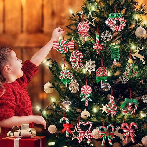 16PCS Christmas Lollipop Ornaments, Cane Hanging Christmas Ornaments Colorful Peppermint Candy Ornaments for Xmas Tree Party Home Party thumbnail 2