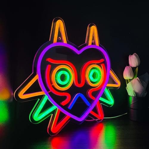 GGK Majora's Mask LED Sign LoZ Neon Sign for Room Wall Decor Gamer Gifts Zelda Mask Game Room Decor LED Neon Light for Zelda Fans (Majoras Mask) - Mask thumbnail 5