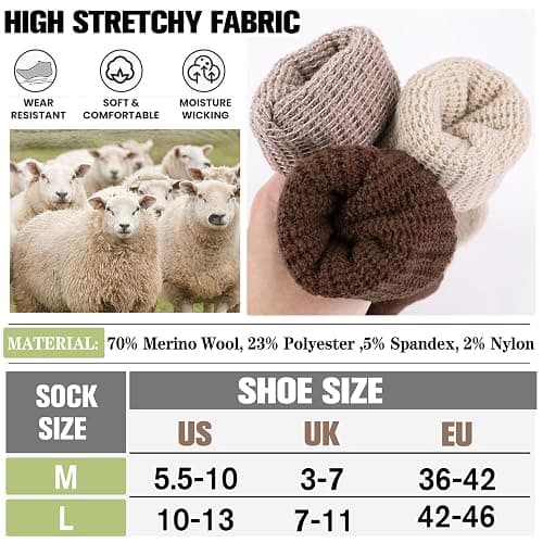 EBMORE Merino Wool Slouch Boot Socks Thermal Warm Winter Thick Scrunch Cozy Crew Socks for Women 4 Pairs thumbnail 6