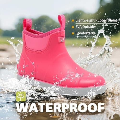PINK SIZE 7 CKWLXQY Women's Deck Boots, Waterproof Ankle Rain Boots with Anti-Slip Traction, Rubber Garden & Fishing Boots for Boating, Camping, Farming & Outdoor Work thumbnail 4