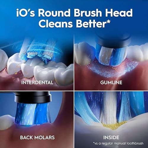 Oral-B iO Simple Clean Rechargeable Electric Powered Toothbrush, Night Black with 1 Gentle Care Brush Head and 1 Black Travel Case - Automatic Pressure Sensor to Protect Gums - 3 Modes - 2 Min Timer thumbnail 4