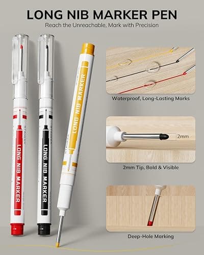 STAGEEK 3PCS Carpenter Pencils with Sharpener, Heavy Duty Woodworking Tools, Mechanical Pencil Set with 39 Refills, Deep Hole Long Nib Marker Pens for Architect Marking with Case (Red, Black, Yellow) thumbnail 4