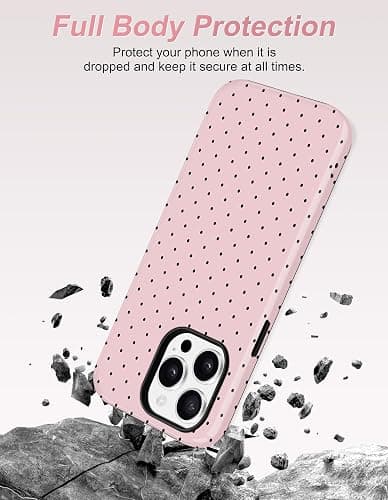 Jusy Magnetic Polka Dot Case for iPhone 16,Pink | Compatible with MagSafe, Cute Aesthetic Polka Dots Design, TPU and PC Protective Shockproof Cover thumbnail 4