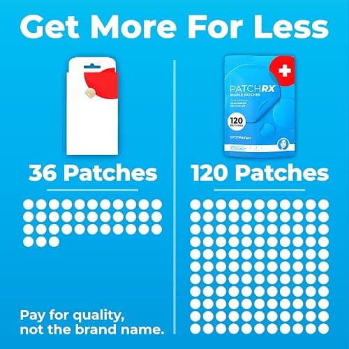 PatchRx Pimple Patches for Face (120 Patches), Hydrocolloid Pimple Patches - Pimple Patch Zit Patch and Pimple Stickers - Hydrocolloid Pimple Dots for Pimples - Zit Patches thumbnail 3