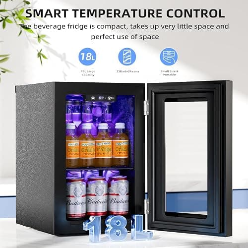 Antarctic Star 18L Beverage Refrigerator Cooler 24Can, Mini Fridge with Quiet Compressor, LED Light,Freestanding Small Fridge with Electronic Temperature Control for Home and Bar(40-61 ℉) thumbnail 5