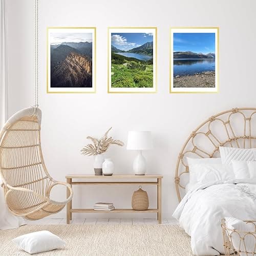 JCJMY 19.7x27.6 Puzzles Frame for 50x70 cm Puzzles Poster Photo Picture, Display 18x24 with Mat or 19.7 x 27.6 without, Wall Hanging 19.7 by 27.6 inch 1000 Pieces Puzzles Frame, Gold thumbnail 2