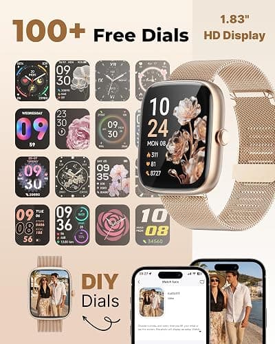 Smart Watches for Women Android/iPhone, Fitness Trackers with Answer/Call | Sleep Tracker/Step Counter/Heart Rate/SpO2 Monitor, Health Watch for 100+ Sports Modes, IP68 Waterproof, 2 Changeable Bands thumbnail 7