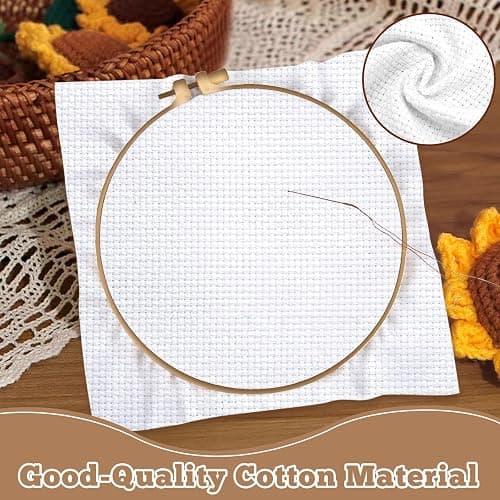 10 PCS White Aida Cloth 14 Count Cross Stitch Fabric (7×7 Inch) | Pre-Cut Squares Fabric for Craft Embroidery, Handmade Needlework, DIY Handicrafts thumbnail 3