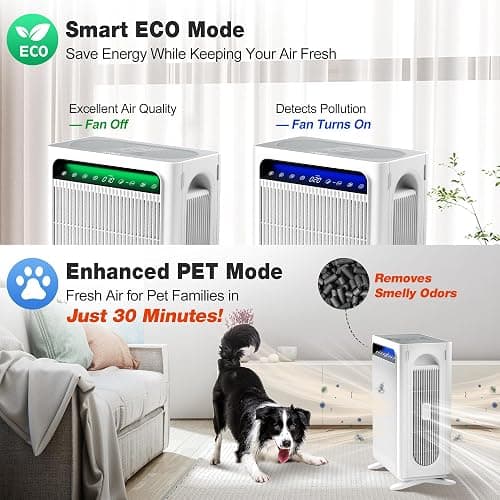 KNKA Air Purifiers for Home Bedroom Up to 1,695 Ft² in 1 Hr, APH4000, White | HEPA Sleep Mode Air Cleaner with Washable Pre-Filter, AHAM VERIFIED, AQI Display, Pet Mode for Pet Dander, Dust & Pollen thumbnail 5