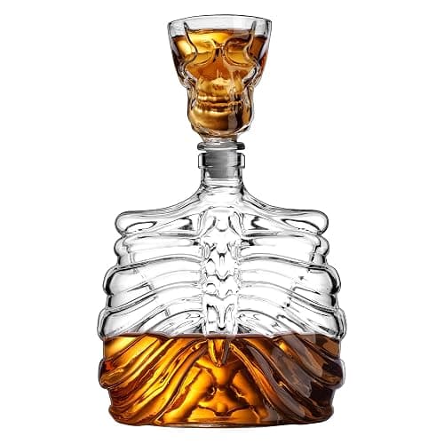 Godinger Whiskey Decanter and Shot Glass, Skull Skeleton Decanter, Halloween Decor, Skeleton Decorations, Liquor Decanter and Whiskey Glass Shot Glass Set, Halloween Decorations - 32oz thumbnail 4