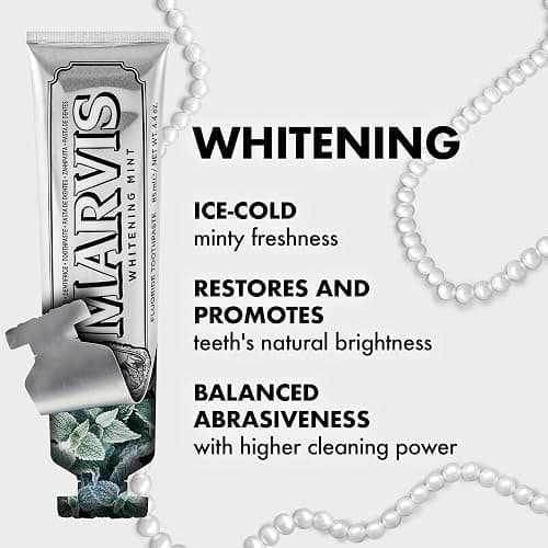 Marvis Whitening Toothpaste, Mint, 85ml, Promotes the Natural Whitening of the Teeth, Plaque Removal Toothpaste, Long-Lasting Freshness thumbnail 3
