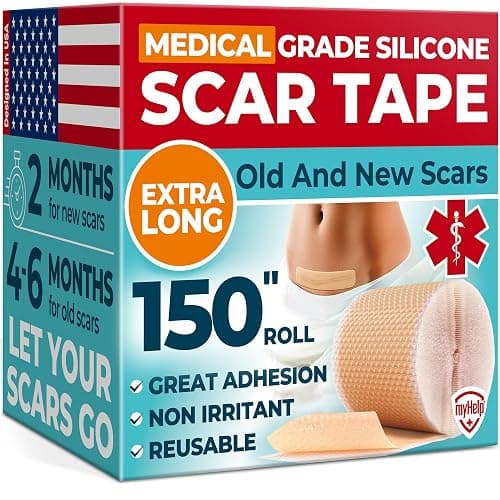 Medical Grade Silicone Scar Tape - 1.6”x150” - Visible Difference on Keloid & С-Section - Reusable Silicone Scar Sheets - Easy to Use - 150"x1.6" - Beige - Image 1