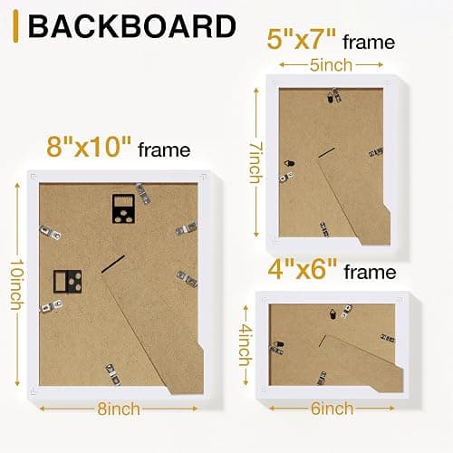 Vittanly 15 Pack Picture Frames Collage Wall Decor for Mounting or Tabletop Display, Gallery Frame Set for Family, Multi Sizes Including 3pcs 8x10, 6pcs 5x7, 6pcs 4x6, White thumbnail 9