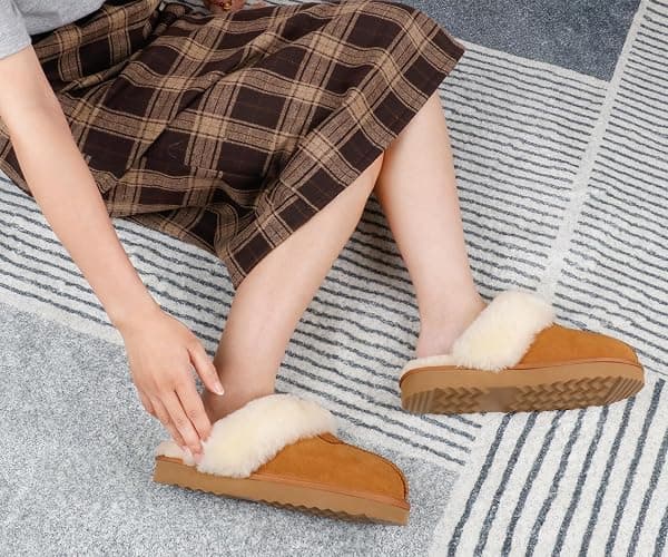 JOY IN LOVE Fuzzy Slippers for Women Memory Foam Flat Outdoor Indoor Faux Fur Cozy Slippers thumbnail 6