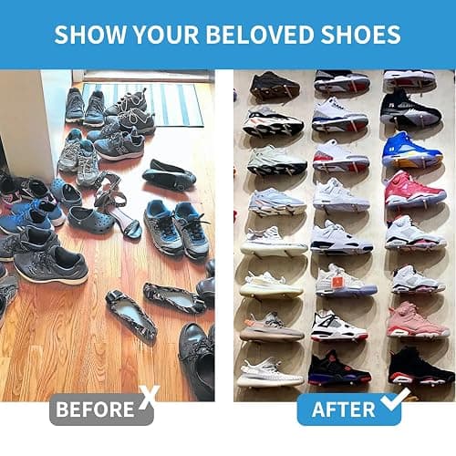 Guntsous 6 PCS Acrylic Floating Shoe Rack Wall Mount Display Shoe Rack Transparent Storage Rack for Home Use Sneaker Display Rack with Screws and Anchors thumbnail 5