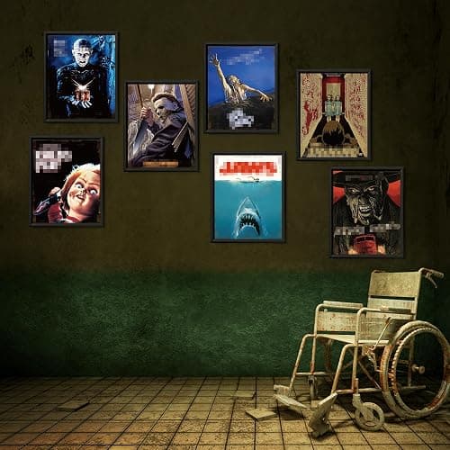 Eartim 9Pcs Horror Classic Movie Characters Poster Set, Vintage Wall Art Prints Scary Movie Character Printing Poster for Halloween Party Haunted House Home Living Room Bedroom Office Decor thumbnail 3