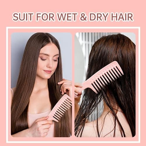 RHOS 3 Pieces Hair Comb Set for Women,Men-Wide Tooth Comb,Fine Tooth Rat Tail Comb,Medium Tooth Comb-Detangling Hair Combs for All Hair Types,Hair Styling Comb Set(Pink) thumbnail 8