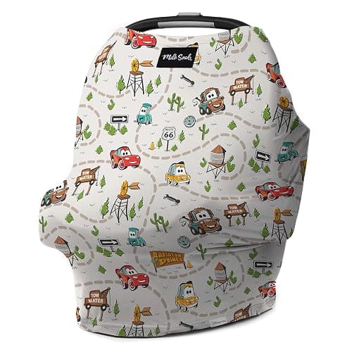 Milk Snob Original Disney 5-in-1 Baby Cover, Breastfeeding, Car Seat, Carrier, Stroller, High Chair, Shopping Cart, Canopy, Baby Shower Gender Neutral Gifts, Nursing Top (Pixar Cars) - Image 1