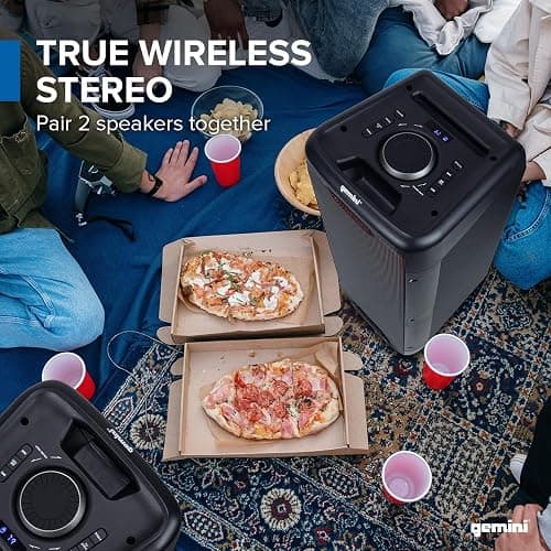 Gemini Bluetooth Party Speaker 800W with LED Lights, Dual 6.5” Woofers, Mic & Guitar Inputs, TWS Pairing, USB/FM/AUX/Bluetooth Playback, 16 Hr Battery – Portable Speaker for Parties (GLS-550) thumbnail 6