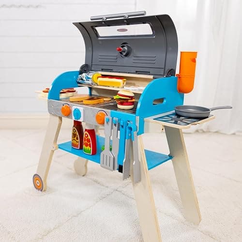 Melissa & Doug Deluxe Wooden Barbecue Grill, Smoker & Pizza Oven, Toy Food & Kids Play Kitchen Accessories, Preschool Learning Toys for Girls & Boys 3+ - FSC Certified thumbnail 9