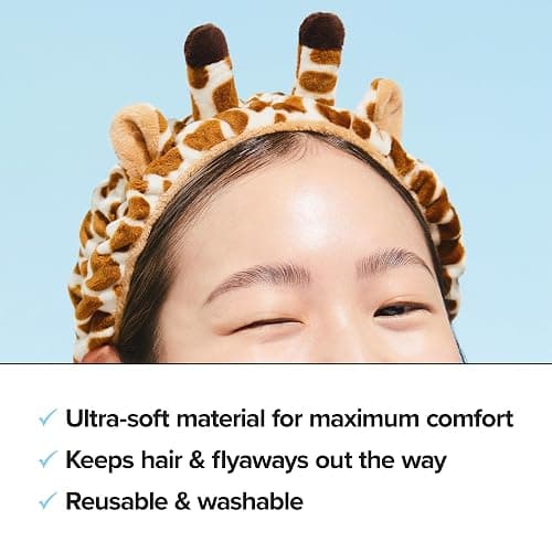 I DEW CARE Face Wash Headband - Giraffe Headband | Adorable Design, Perfect for Cleansing, Bath, Makeup and Spa, 100% Microfiber, Reusable, 1 Count thumbnail 3