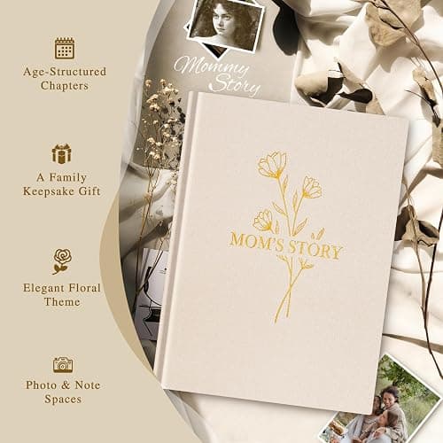 Lanpn Mom Life Story Book Journal with 270+ Prompts, Linen Hardcover Mother Story Guided Journal, Mom Memory Keepsake Book to Fill Out, Gift for Mom Mother's Day Birthday Christmas, Beige thumbnail 3
