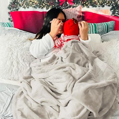 Bedsure Blankets for Bed Queen Size - Fleece Cozy Soft Blanket for Women, Lightweight Fuzzy Flannel Throw for All Seasons, Linen, 90x90 inches thumbnail 2