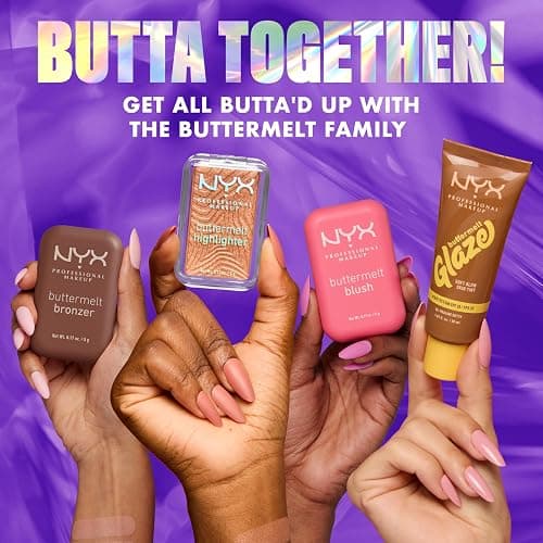 NYX Professional Makeup Buttermelt Highlighter, Powder Highlighter, 12 HR Wear, Buildable & Buttery Soft Creamy Finish, Fade & Transfer Resistant, Shade: Bright & Butta (Light Champagne) thumbnail 10