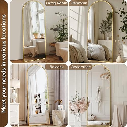 Antok Full Length Mirror, 58"x19" Arched Floor Mirror, Mirror Full Length with Stand, Wall Mounted Mirrors for Living Room Bedroom,Gold thumbnail 5