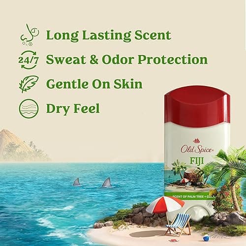 Old Spice Dry Feel Antiperspirant Deodorant for Men, 24/7 Freshness, 24/7 Sweat & Odor Protection, Gentle on Skin with Skin Conditioners, Fiji with Palm Tree + Coconut Scent, 2.6 oz (Pack of 3) thumbnail 2