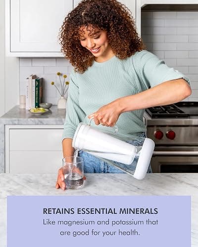 LifeStraw Home Water Pitcher, 7-Cup, White, Glass with Silicone Base, White, for Everyday Protection Against Bacteria, Parasites, Microplastics, Lead, Mercury, PFAS and a Variety of Chemicals thumbnail 5