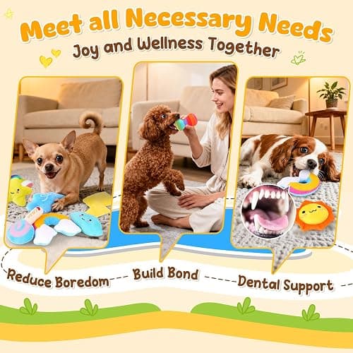 KIPRITII Whimsical Squeaky Dog Toys for Small Dogs & Puppies – Plush Toys Pack with Storage Bag, 9 Pcs Stuffed Puppy Chew Toys with Squeakers to Relieve Boredom thumbnail 5