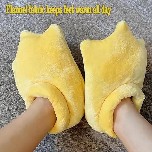 JQUAL Women Duck Slippers Winter Animal Feet Slippers Yellow Cartoon Slippers Fluffy Claw Paw Shoes Party Household Supplies Valentine's Day Gift for Women thumbnail 6