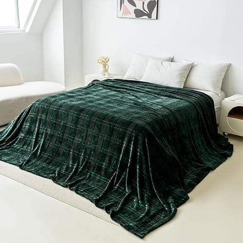 COOVA Oversized King Fleece Blanket 120x120 inches, Soft Cozy Warm Giant Extra Large 10'x10' Blanket for Bed, Sofa, Couch,Travel, Camping, California Huge Big Throw Blanket, Checkered Forest Green thumbnail 4