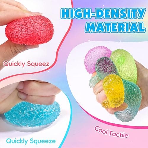 16 Pack Slow Rising Squishy Stress Balls，Textured Memory Soft Stress Ball | Squish Squeeze Toys for Adults Ball, Gumdrop Squishy Toys Bulk for Party Favors Gifts, Desk Toy and Prize thumbnail 4