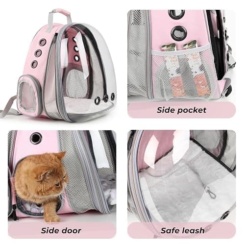 Lollimeow Cat Carrier Backpack, Bubble Expandable Backpack Carrier, Pets and Small Dogs,Airline-Approved, Designed for Travel, Hiking, Walking & Outdoor Use (Front Expandable-Pink) thumbnail 6