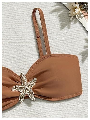 RoseSeek Girl's 2 Piece Padded Bathing Suit Wireless Starfish Swimsuit Spaghetti Strap Vacation Beachwear Set thumbnail 4