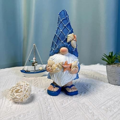 Etlemonde Beach Gnomes Statues,Ocean Gnomes,Nautical Themes Decoration,Beach, Gnome Holding Seashells thumbnail 8