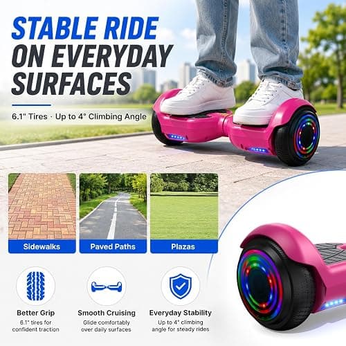 HOVERSTAR pink hoverboard for kids, self balancing scooter thumbnail 6
