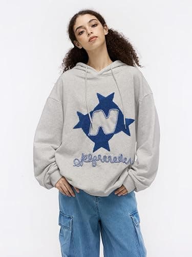 Aelfric Eden Y2k Hoodie Women Graphic Oversized Hoodies Star Embroidered Hoodied Sweatshirt Casual Vintage Pullover MEDIUM thumbnail 7