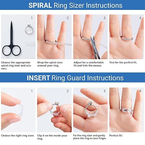 Ring Sizer Adjuster for Loose Rings, 64-Piece Set with 3 Types (Spiral Coils, Ring Guards, Sizing Strips) Fits Ring Widths 1-10mm, Invisible Resizing Solution for Women & Men thumbnail 6