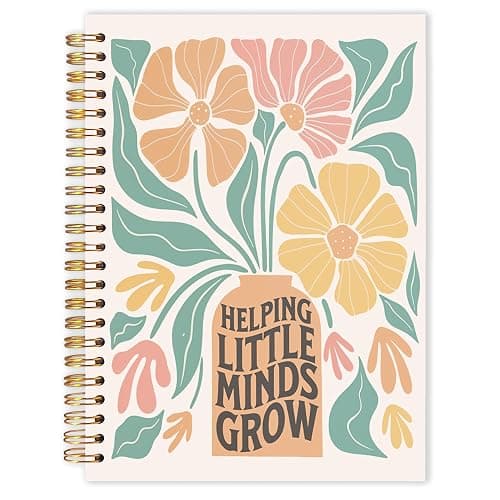 Qabliqo Teachers Gifts Spiral Notebooks, Boho Floral End of Year Teacher Gifts Journal for Writing, Teacher Appreciation Gift Notebook for Note Taking, Teachers Office Supplies, 5.5x8.3 Inch - Image 1