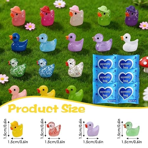 Mini Glow In The Dark Animal Resin Models, Resin Animals Mystery Bags, Individually Wrapped Blind Bags Tiny Animal Figurines, Collectible Mini Animals For Fairy Garden, DIY Crafts (50, Z-Ducks) thumbnail 3